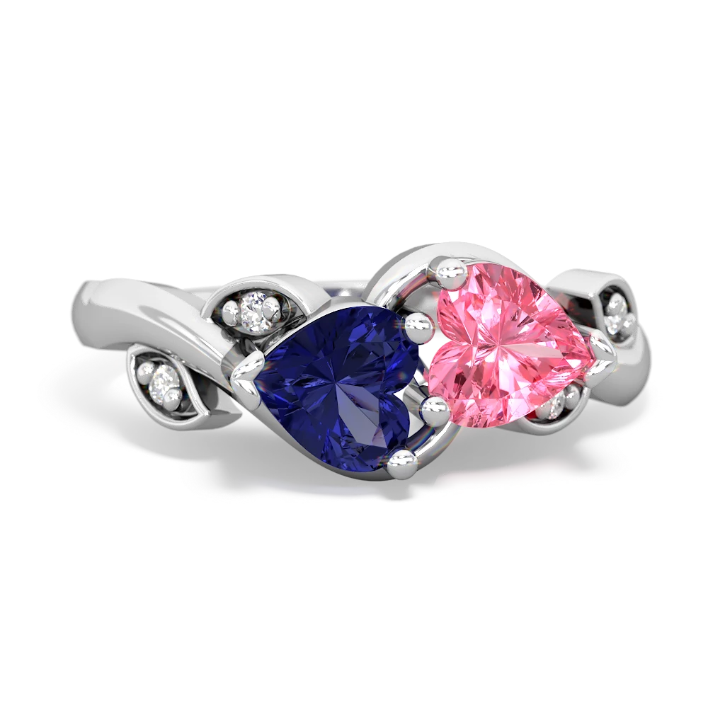 Lab Sapphire Floral Elegance 14K White Gold ring R5790