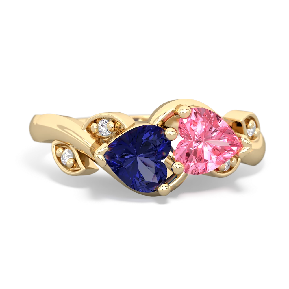 Lab Sapphire Floral Elegance 14K Yellow Gold ring R5790