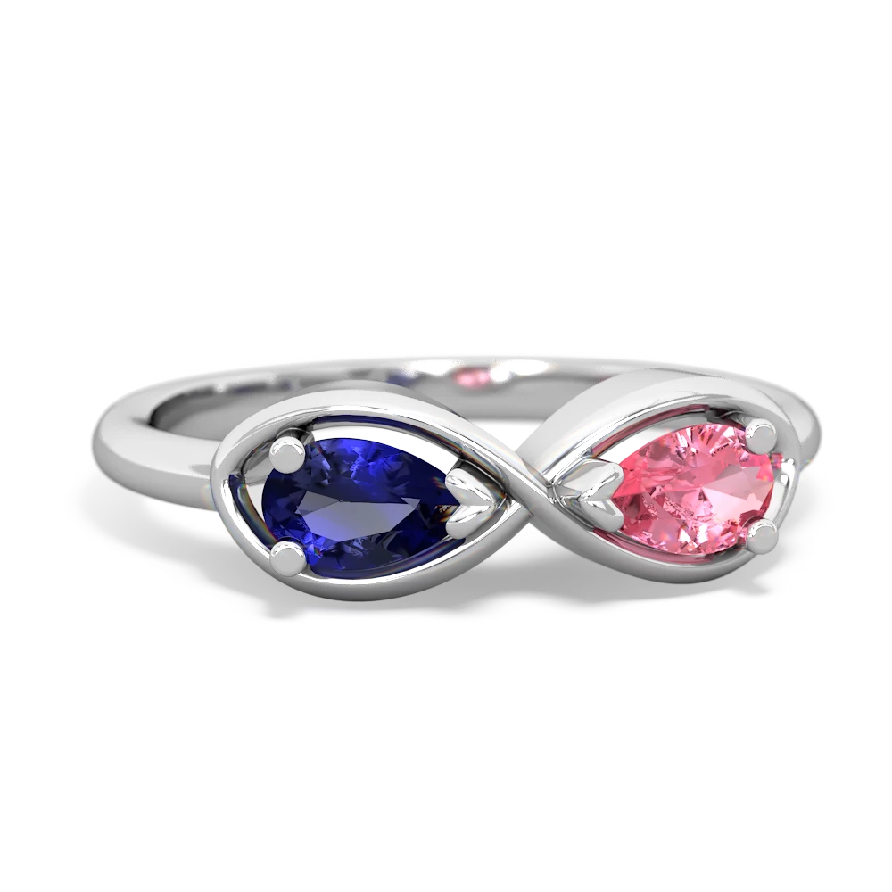 Lab Sapphire Infinity 14K White Gold ring R5050