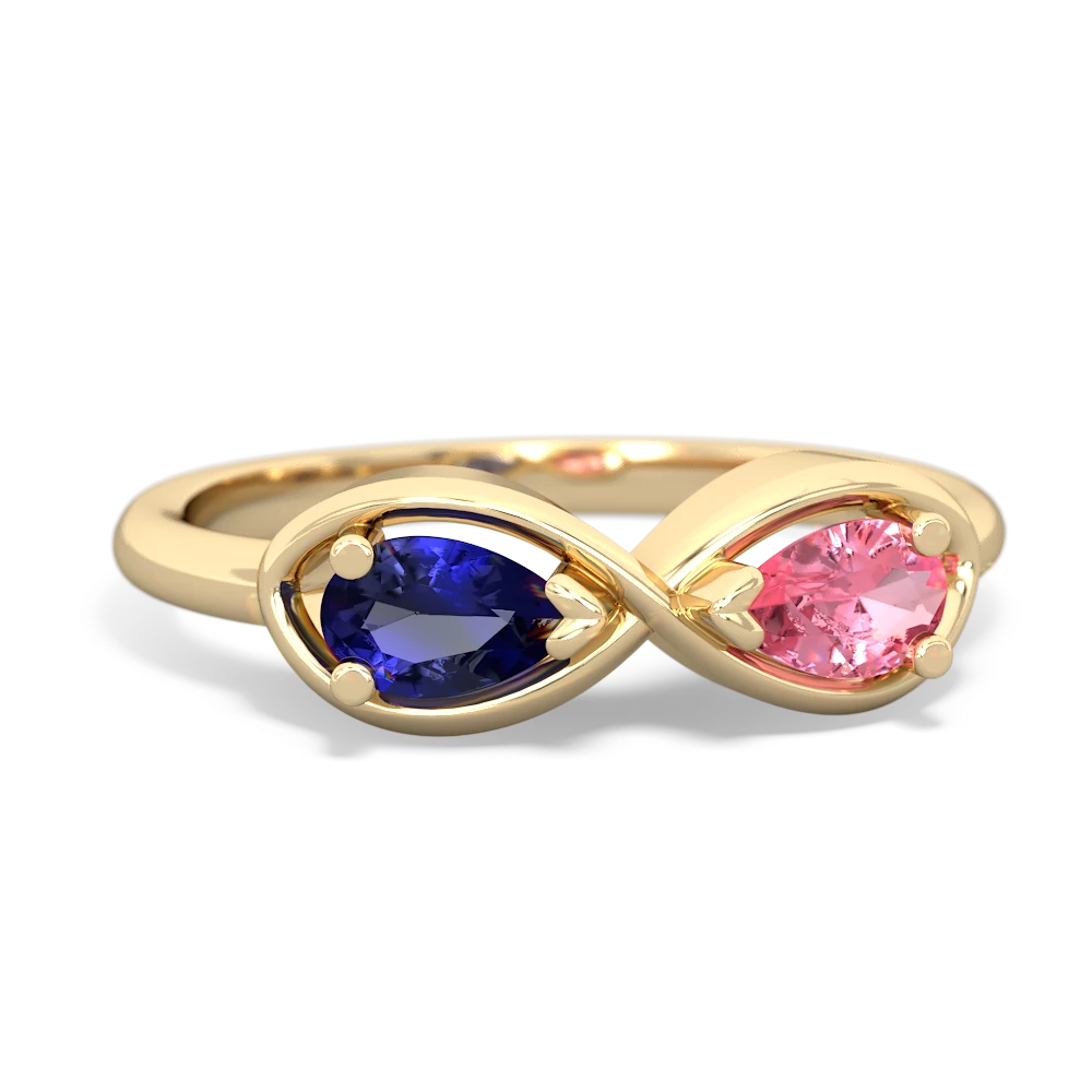 Lab Sapphire Infinity 14K Yellow Gold ring R5050