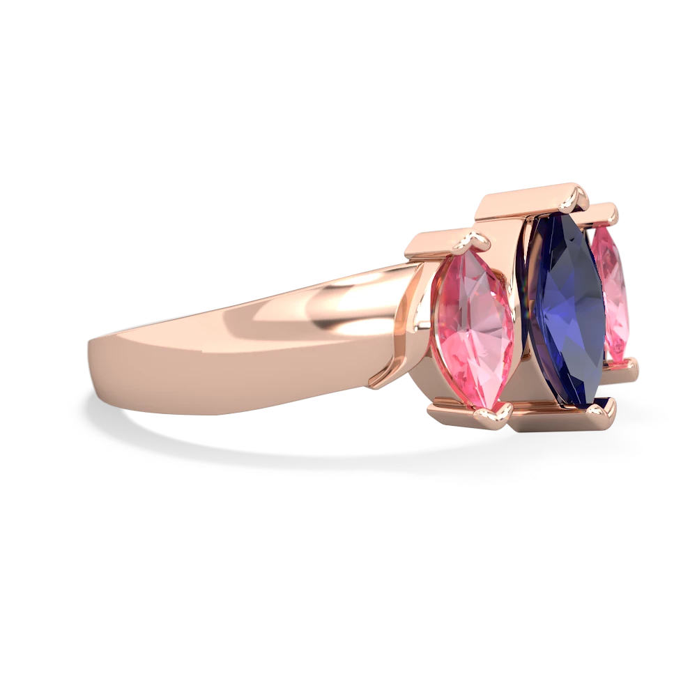 Lab Sapphire Three Peeks 14K Rose Gold ring R2433