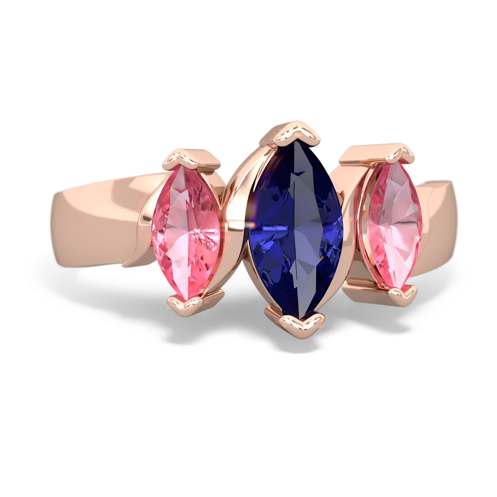 Lab Sapphire Three Peeks 14K Rose Gold ring R2433