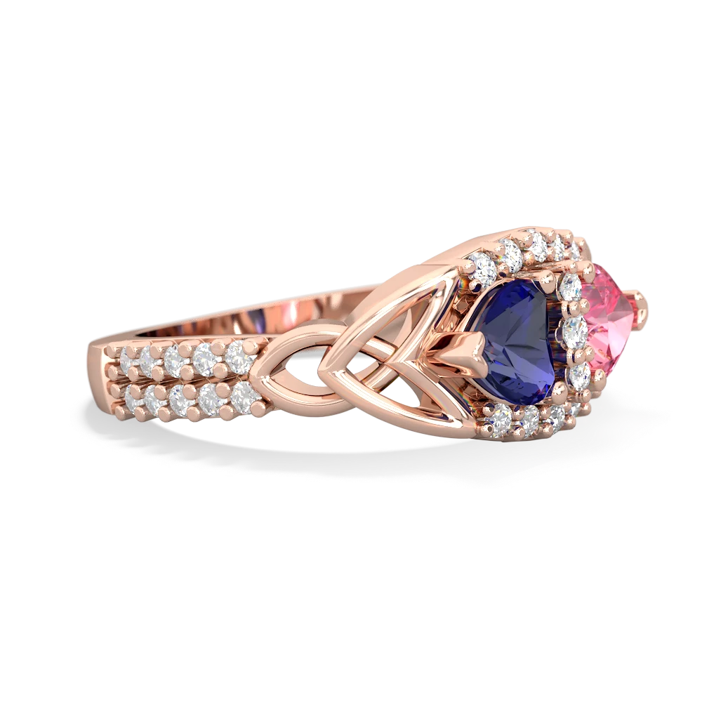 Lab Sapphire Sparkling Celtic Knot 14K Rose Gold ring R2645