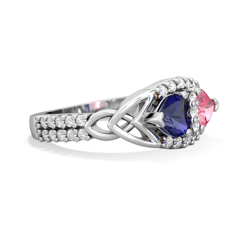 Lab Sapphire Sparkling Celtic Knot 14K White Gold ring R2645