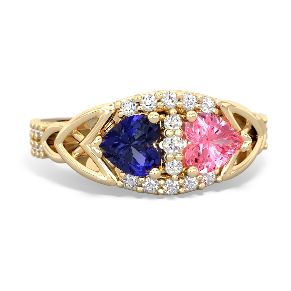 Lab Sapphire Sparkling Celtic Knot 14K Yellow Gold ring R2645