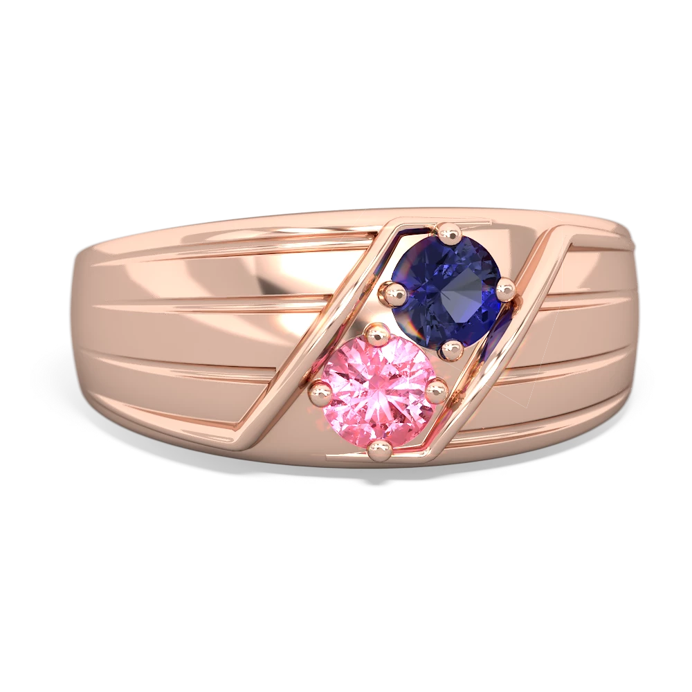 Lab Sapphire Men's Streamline 14K Rose Gold ring R0460