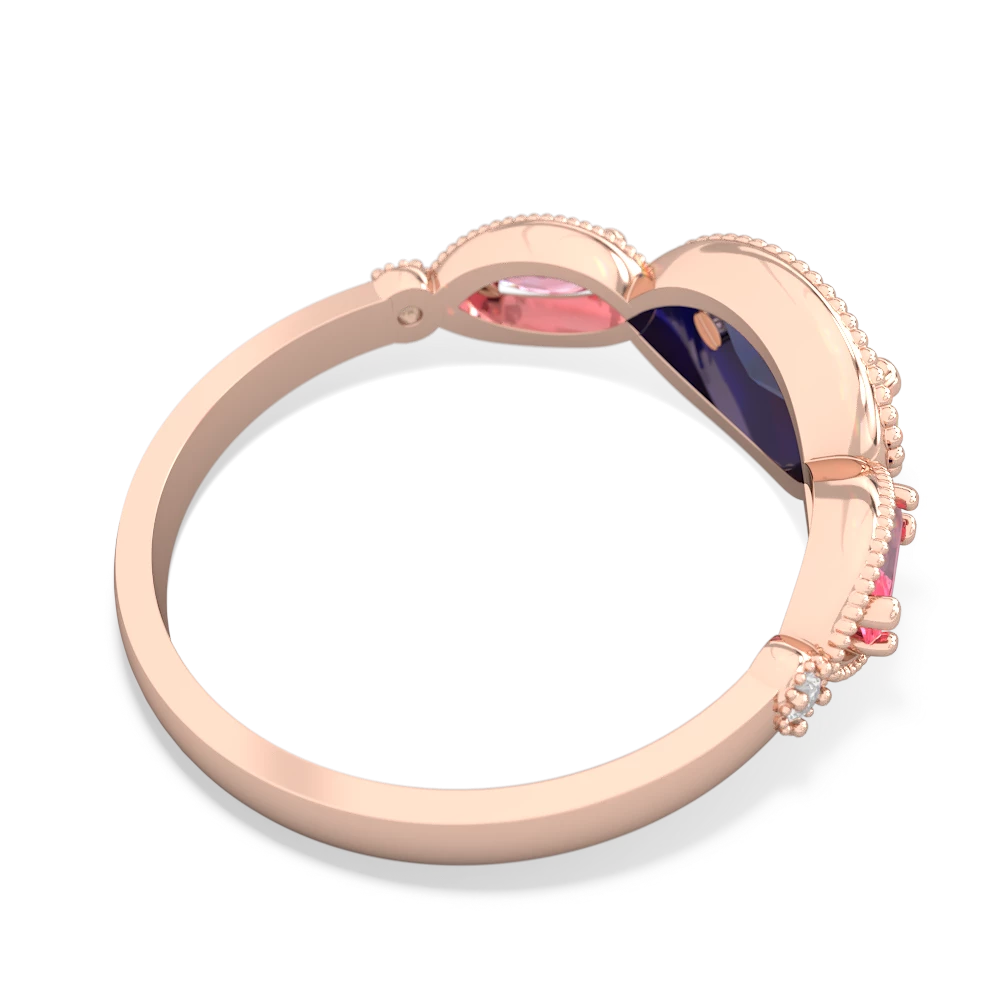 Lab Sapphire Milgrain Marquise 14K Rose Gold ring R5700