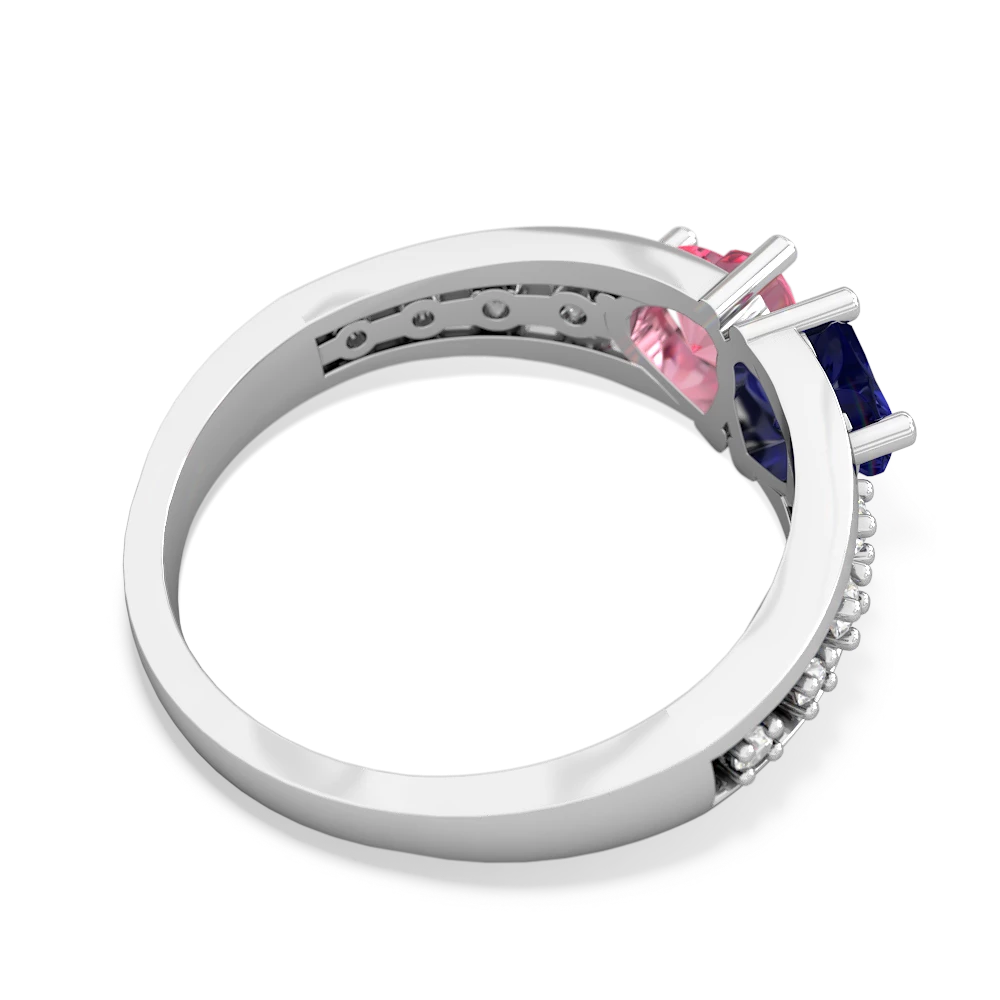 Lab Sapphire Heart To Heart 14K White Gold ring R3342