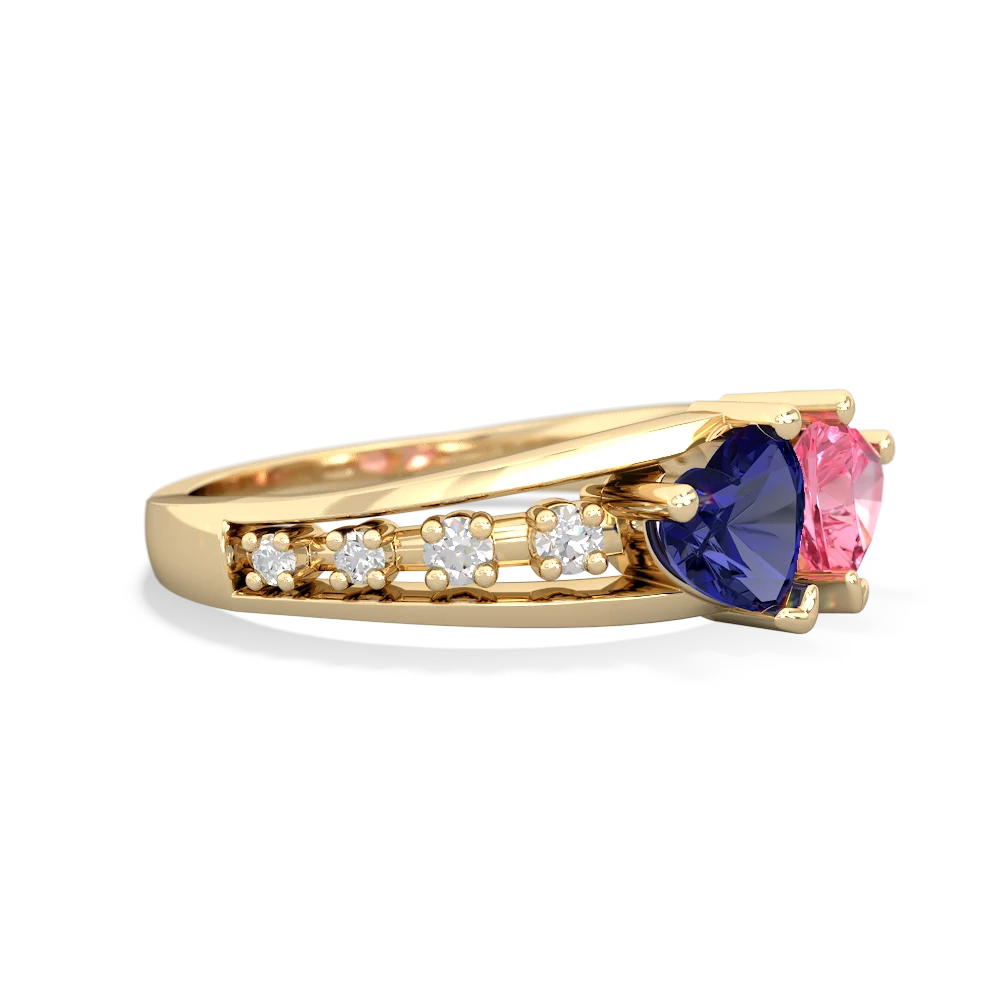 Lab Sapphire Heart To Heart 14K Yellow Gold ring R3342