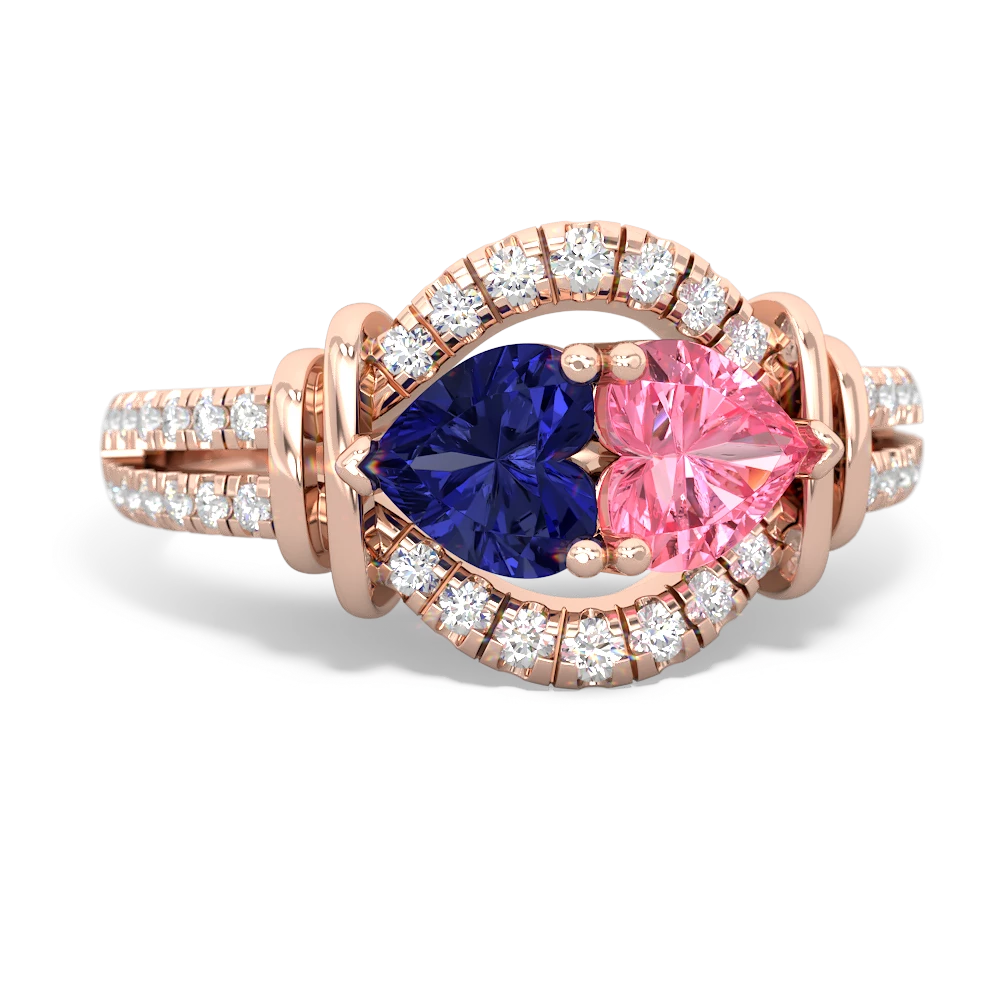 Lab Sapphire Art-Deco Keepsake 14K Rose Gold ring R5630