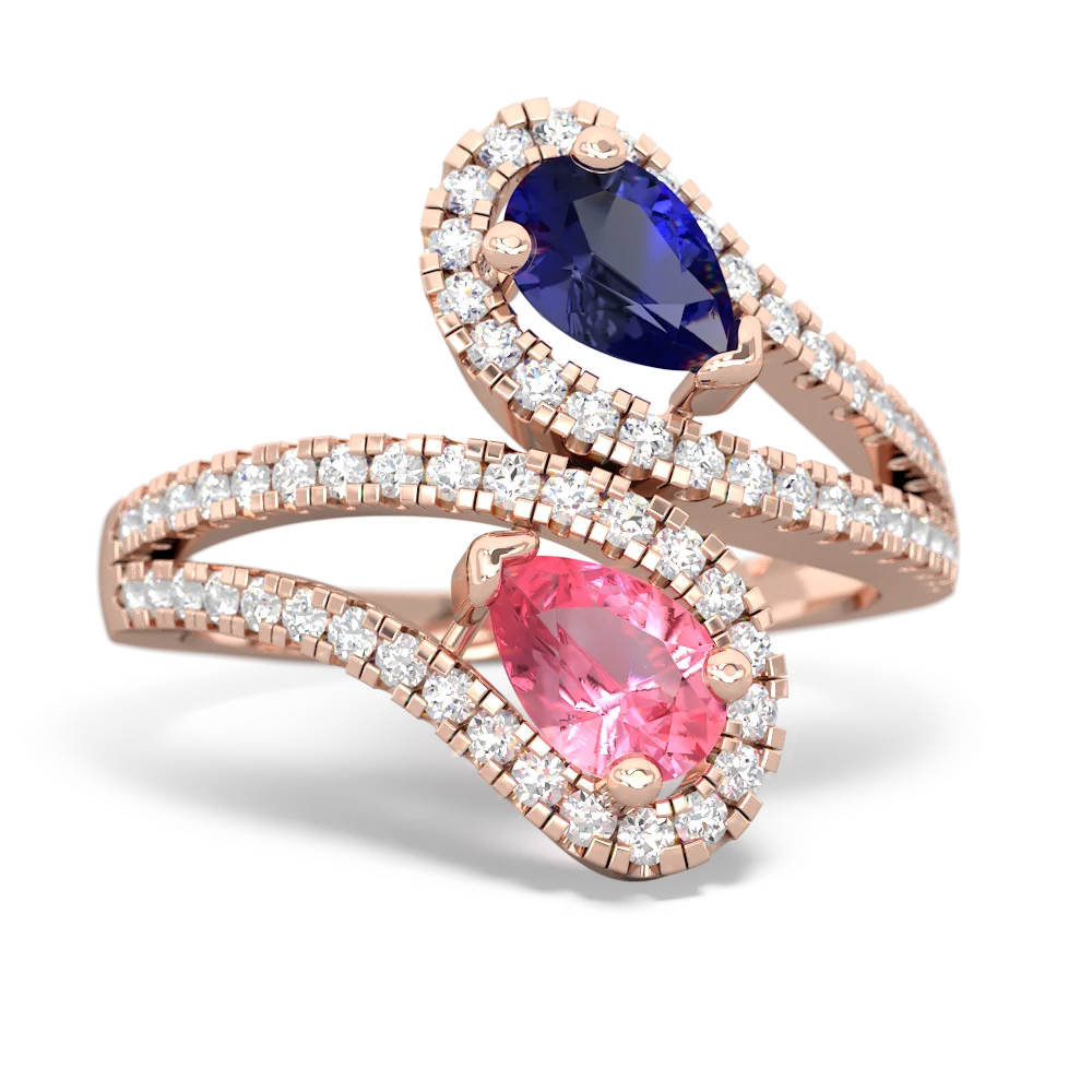 Lab Sapphire Diamond Dazzler 14K Rose Gold ring R3000