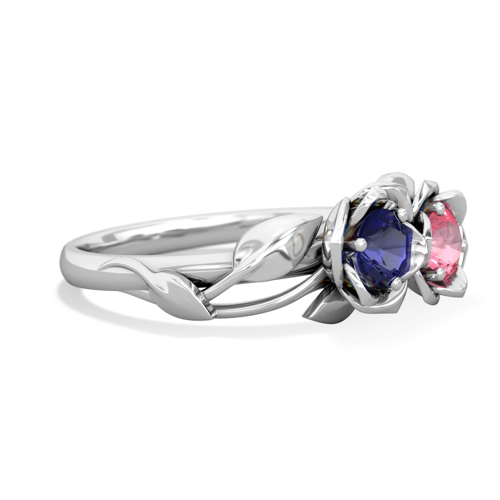 Lab Sapphire Rose Garden 14K White Gold ring R5510