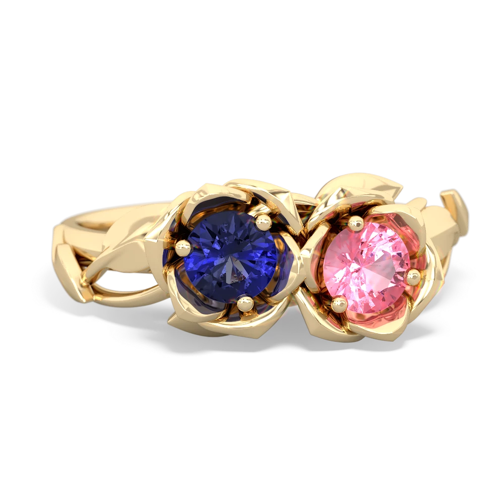 Lab Sapphire Rose Garden 14K Yellow Gold ring R5510