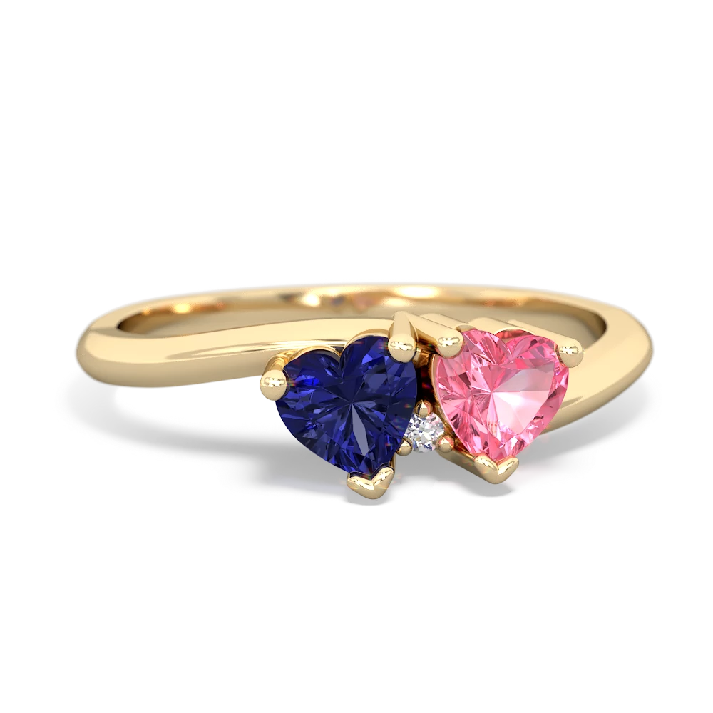 Lab Sapphire Sweethearts 14K Yellow Gold ring R5260