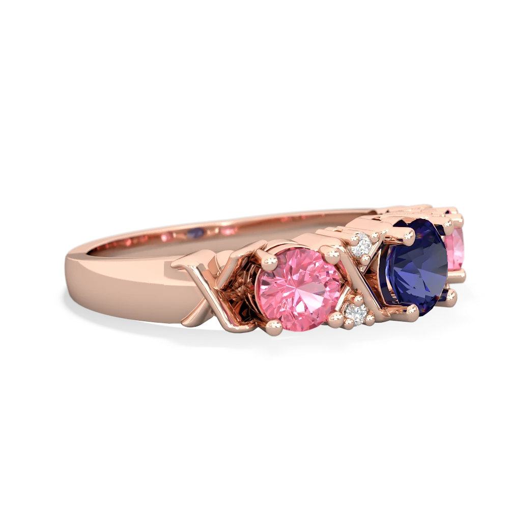 Lab Sapphire Hugs And Kisses 14K Rose Gold ring R5016