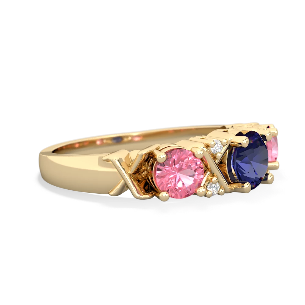 Lab Sapphire Hugs And Kisses 14K Yellow Gold ring R5016