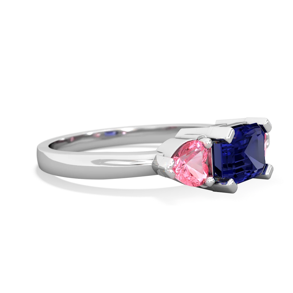 Lab Sapphire Three Stone 14K White Gold ring R5235