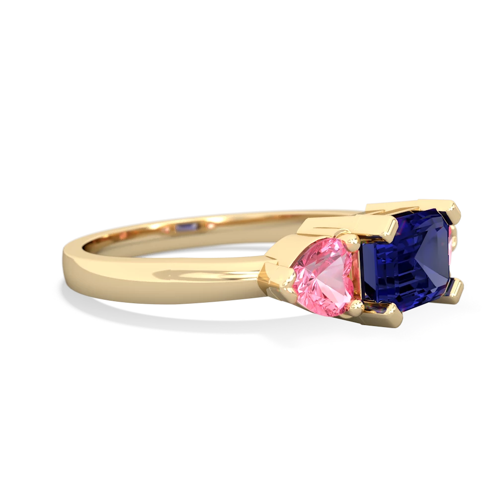 Lab Sapphire Three Stone 14K Yellow Gold ring R5235