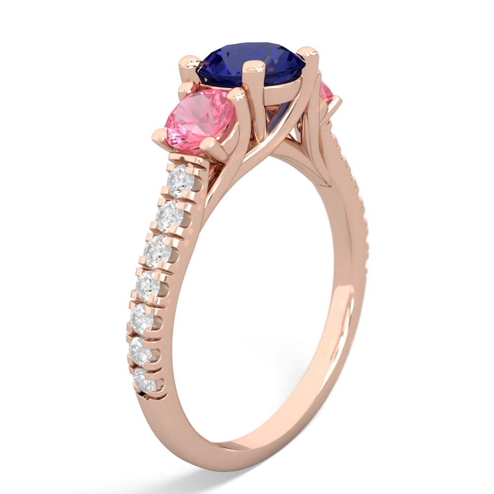 Lab Sapphire Pave Trellis 14K Rose Gold ring R5500