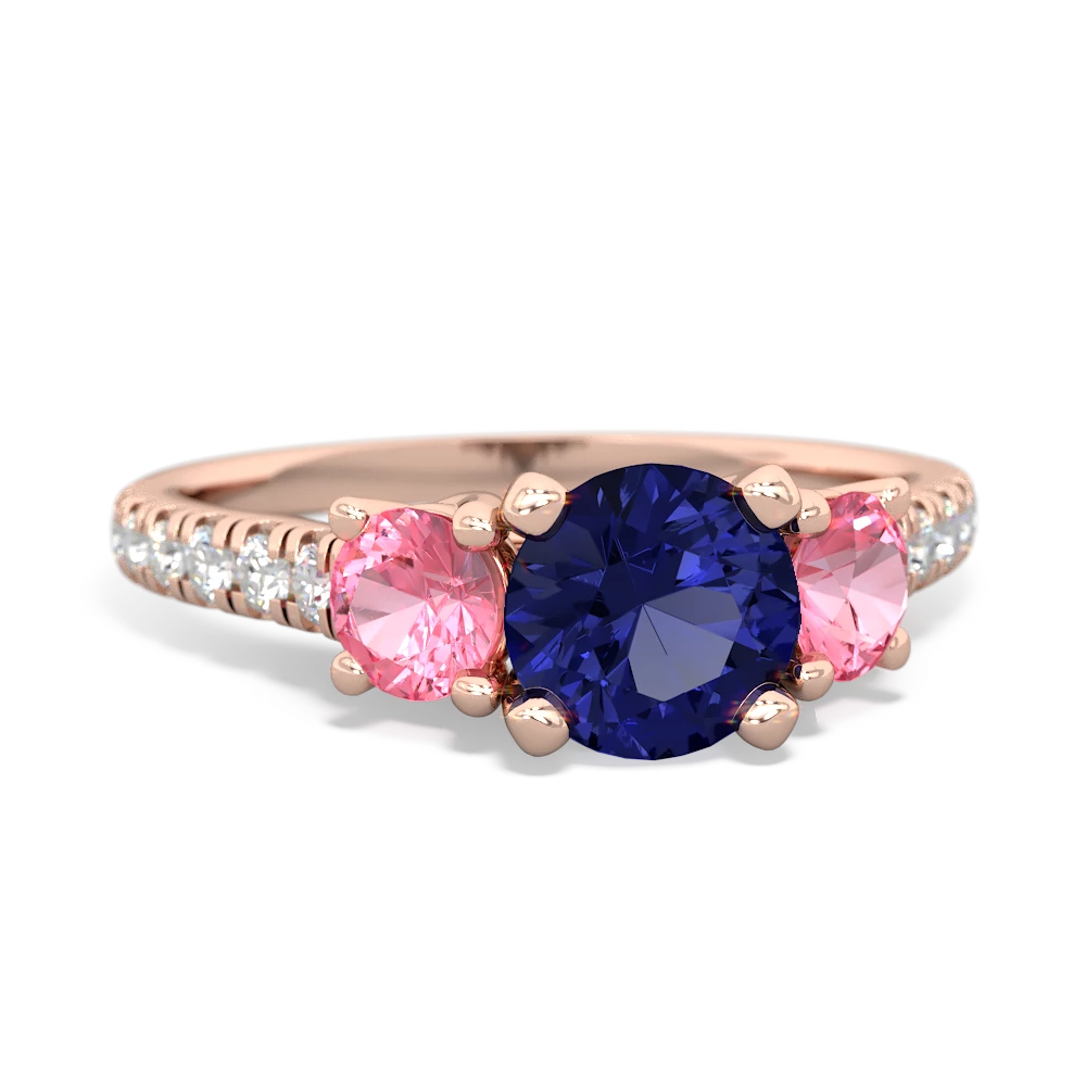 Lab Sapphire Pave Trellis 14K Rose Gold ring R5500