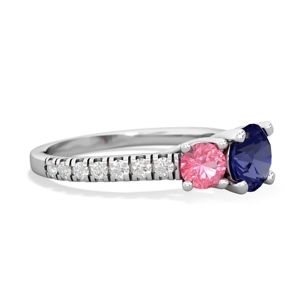 Lab Sapphire Pave Trellis 14K White Gold ring R5500