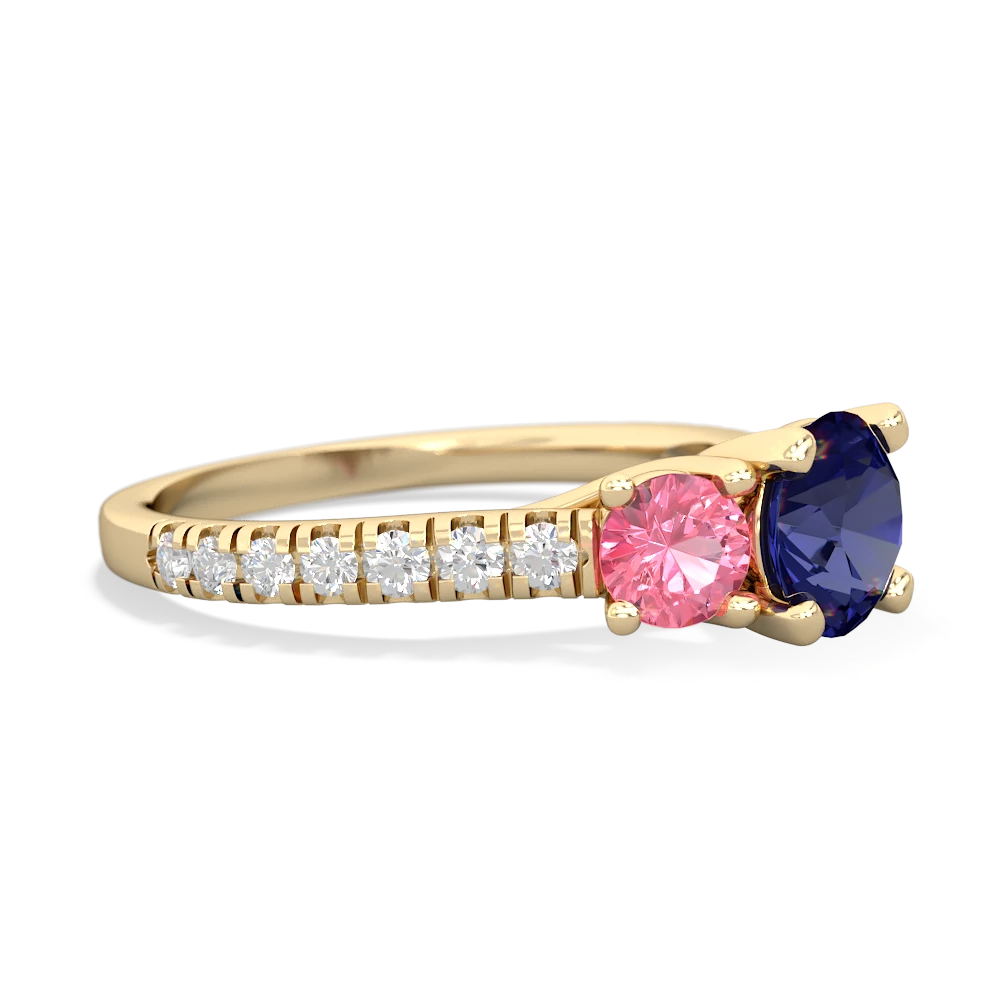 Lab Sapphire Pave Trellis 14K Yellow Gold ring R5500