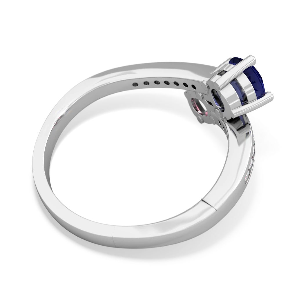 Lab Sapphire Channel Set Two Stone 14K White Gold ring R5303