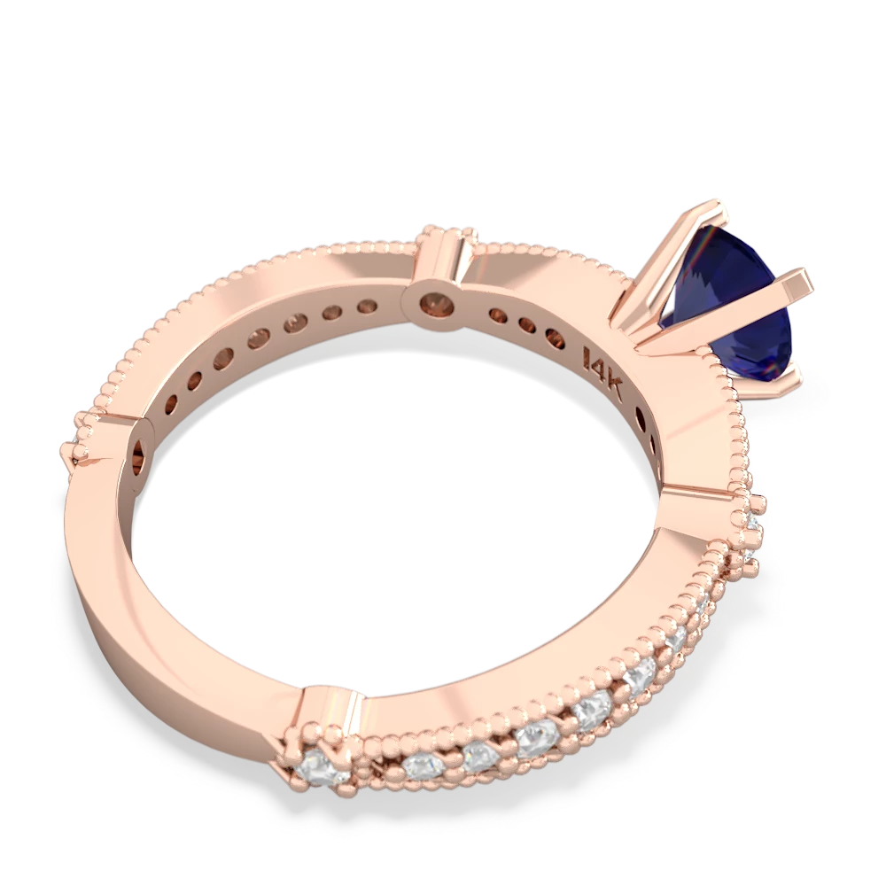 Lab Sapphire Sparkling Tiara 6Mm Round 14K Rose Gold ring R26296RD