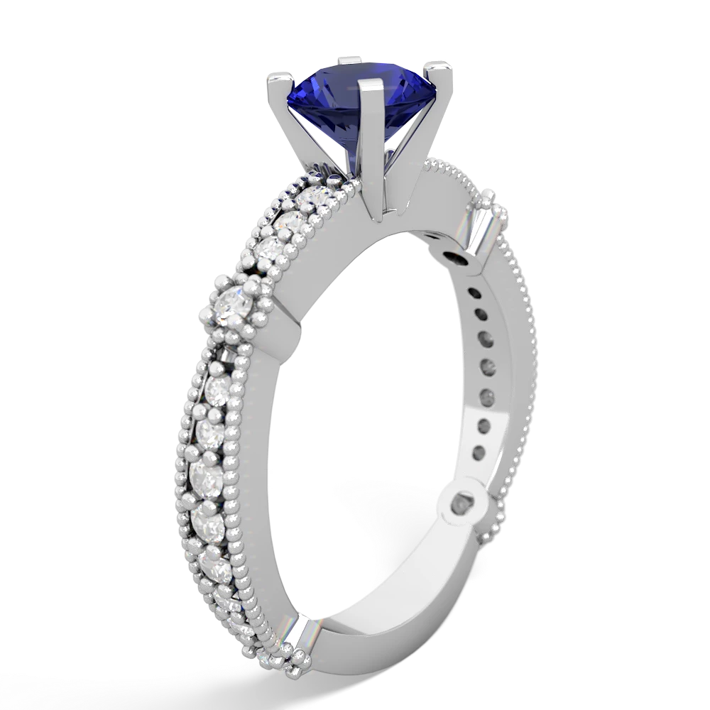 Lab Sapphire Sparkling Tiara 6Mm Round 14K White Gold ring R26296RD