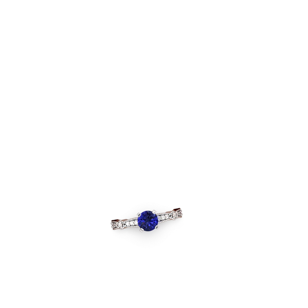 Lab Sapphire Sparkling Tiara 6Mm Round 14K White Gold ring R26296RD