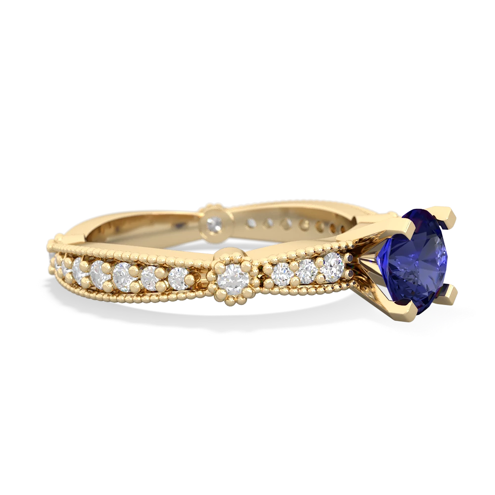 Lab Sapphire Sparkling Tiara 6Mm Round 14K Yellow Gold ring R26296RD