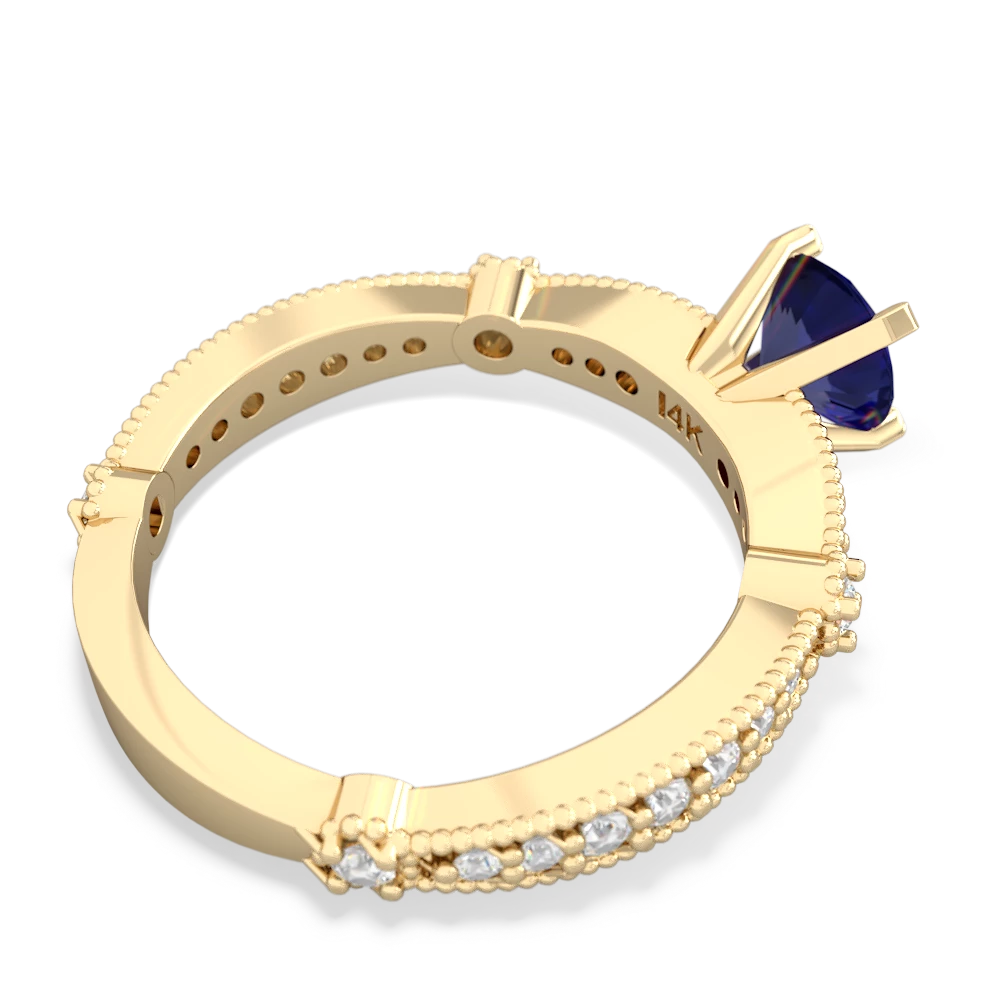 Lab Sapphire Sparkling Tiara 6Mm Round 14K Yellow Gold ring R26296RD