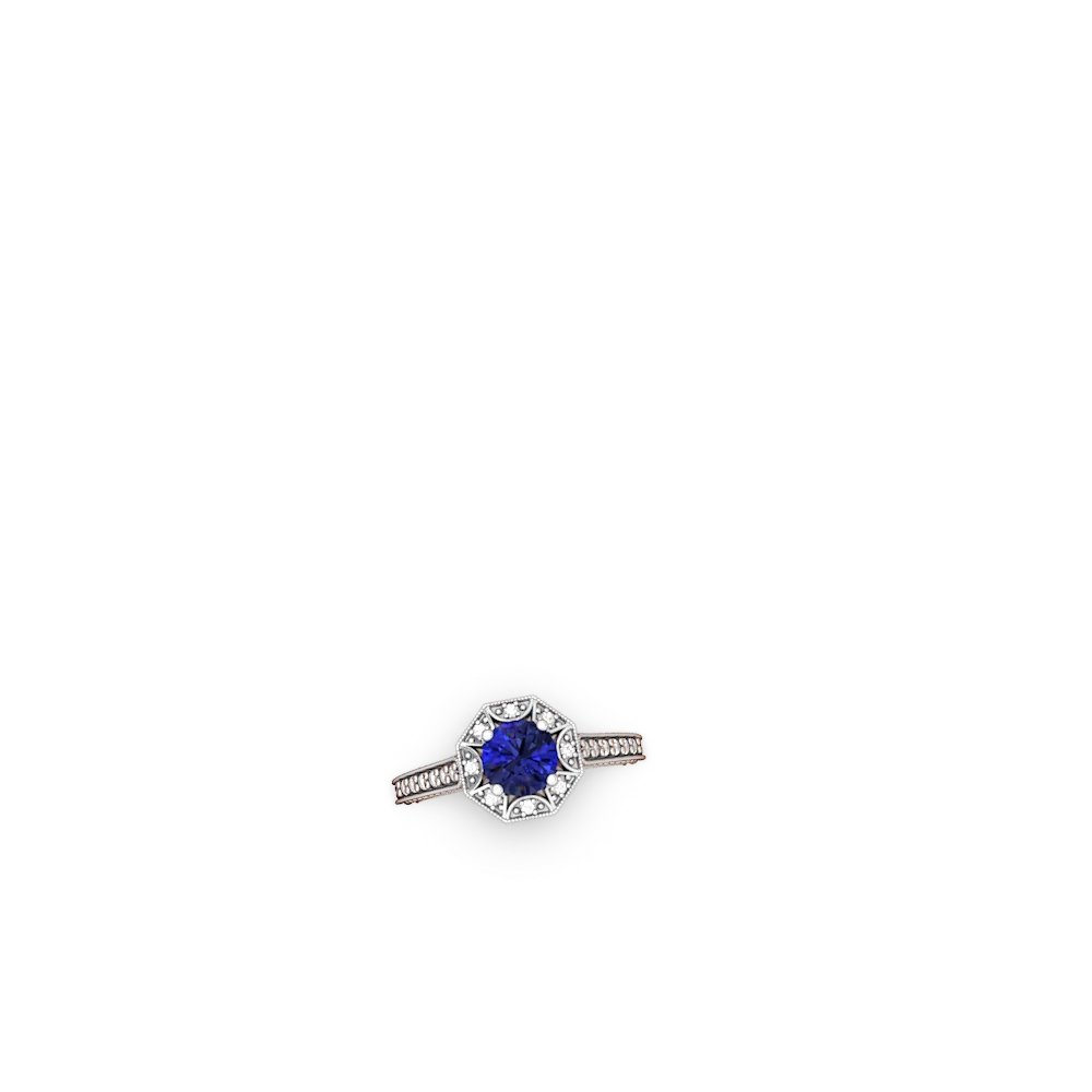 Lab Sapphire Art-Deco Starburst 14K White Gold ring R5520