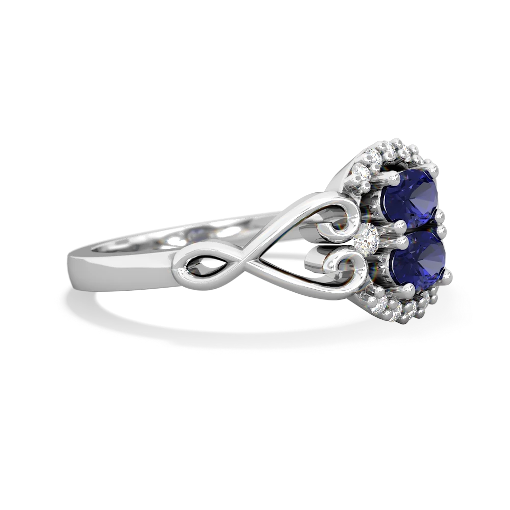 Lab Sapphire Love Nest 14K White Gold ring R5860