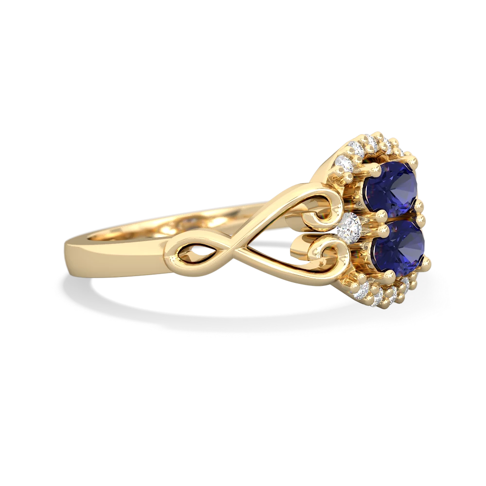 Lab Sapphire Love Nest 14K Yellow Gold ring R5860