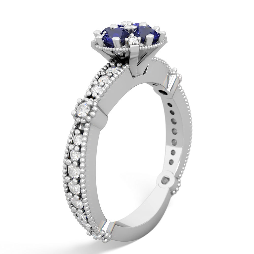 Lab Sapphire Sparkling Tiara Cluster 14K White Gold ring R26293RD