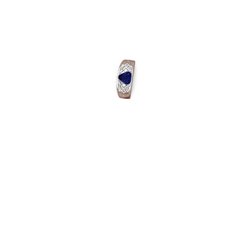 Lab Sapphire Celtic Trinity Knot Men's 14K White Gold ring R0440