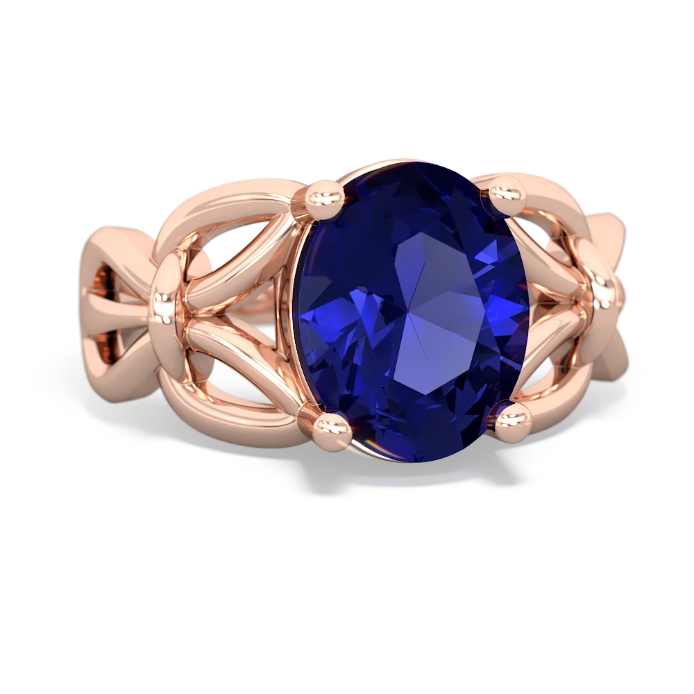 Lab Sapphire Celtic Knot Cocktail 14K Rose Gold ring R2377