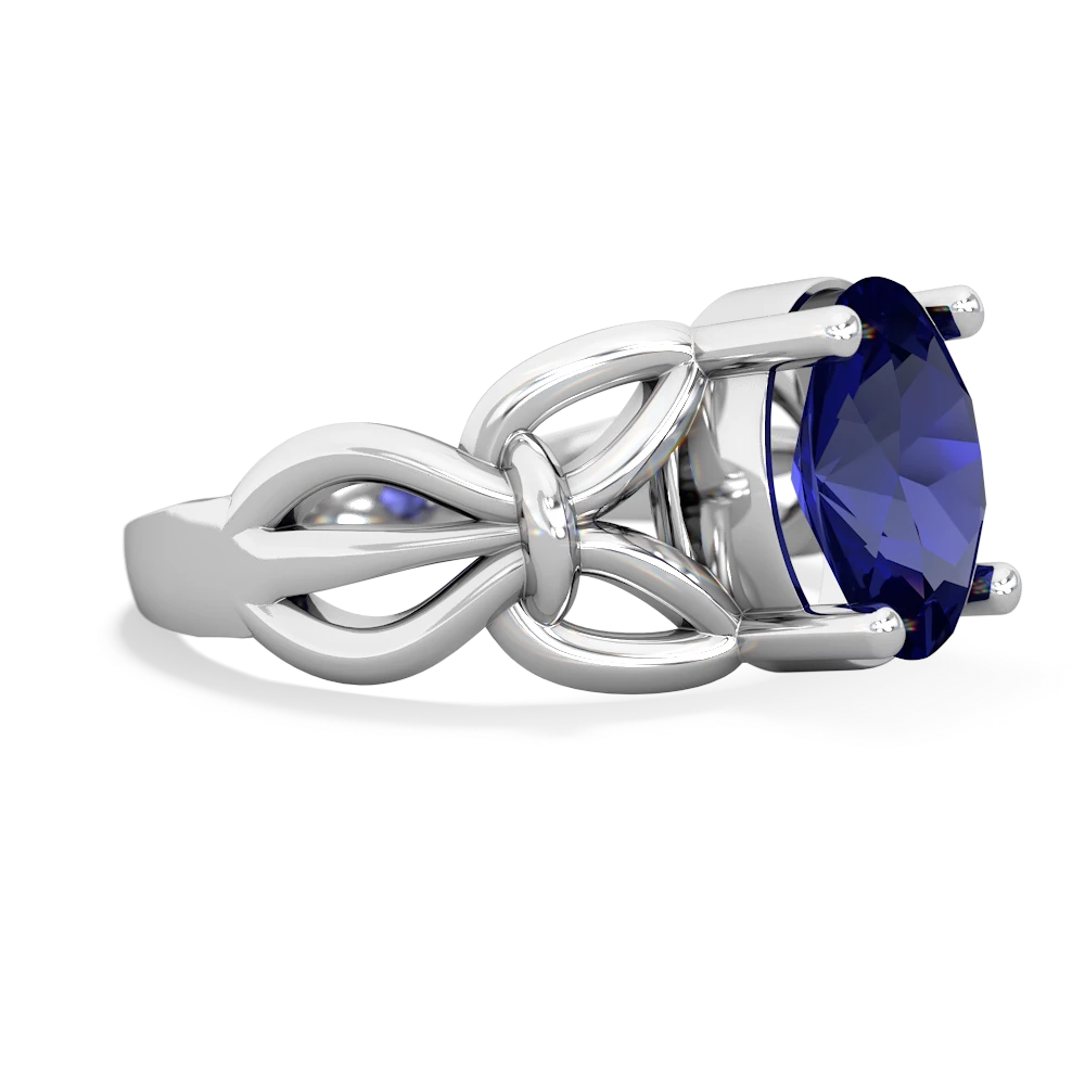 Lab Sapphire Celtic Knot Cocktail 14K White Gold ring R2377