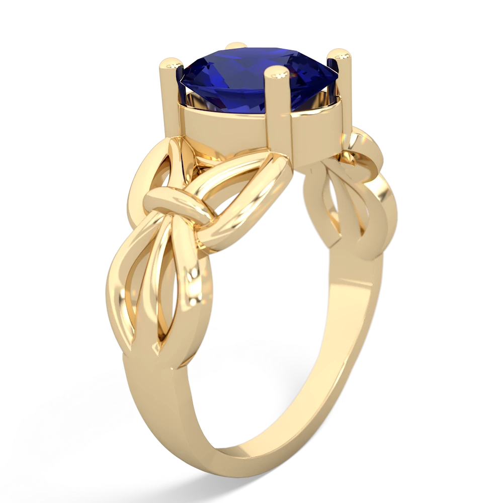 Lab Sapphire Celtic Knot Cocktail 14K Yellow Gold ring R2377