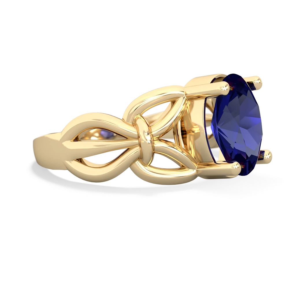 Lab Sapphire Celtic Knot Cocktail 14K Yellow Gold ring R2377