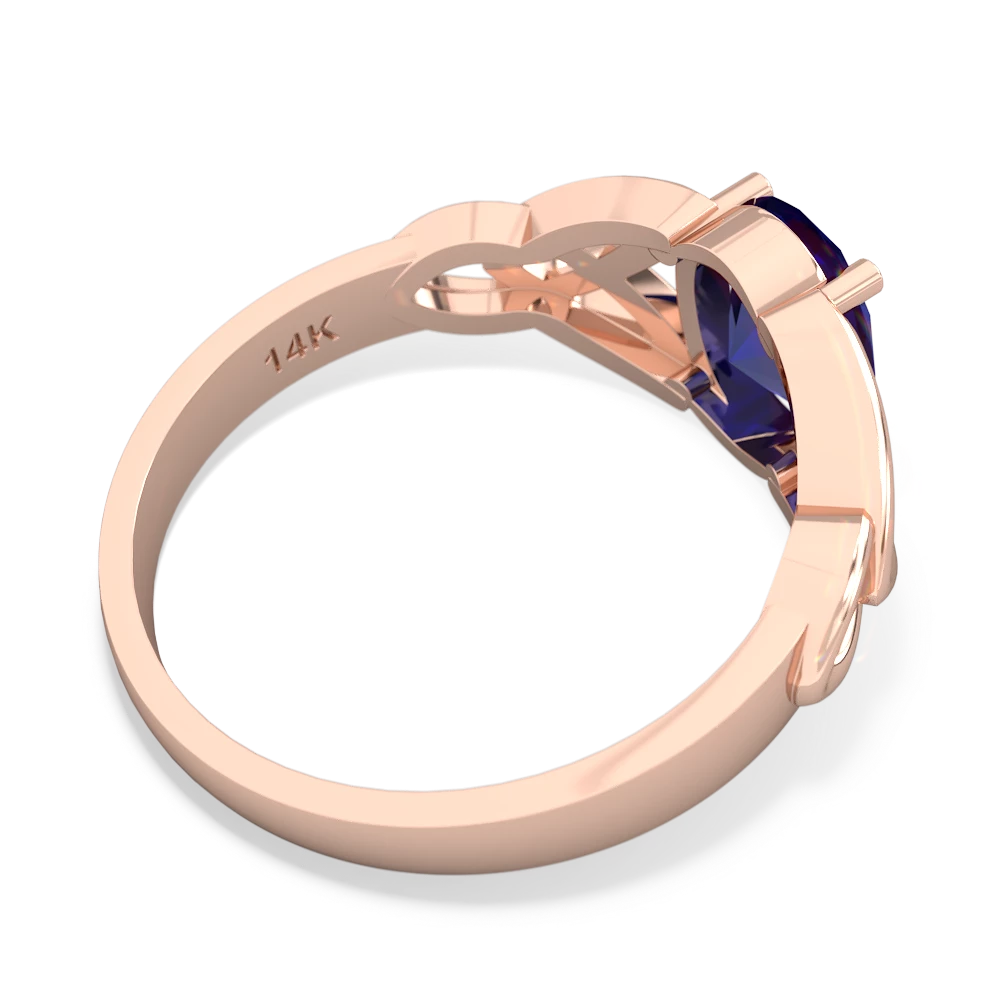 Lab Sapphire Celtic Trinity Knot 14K Rose Gold ring R2389