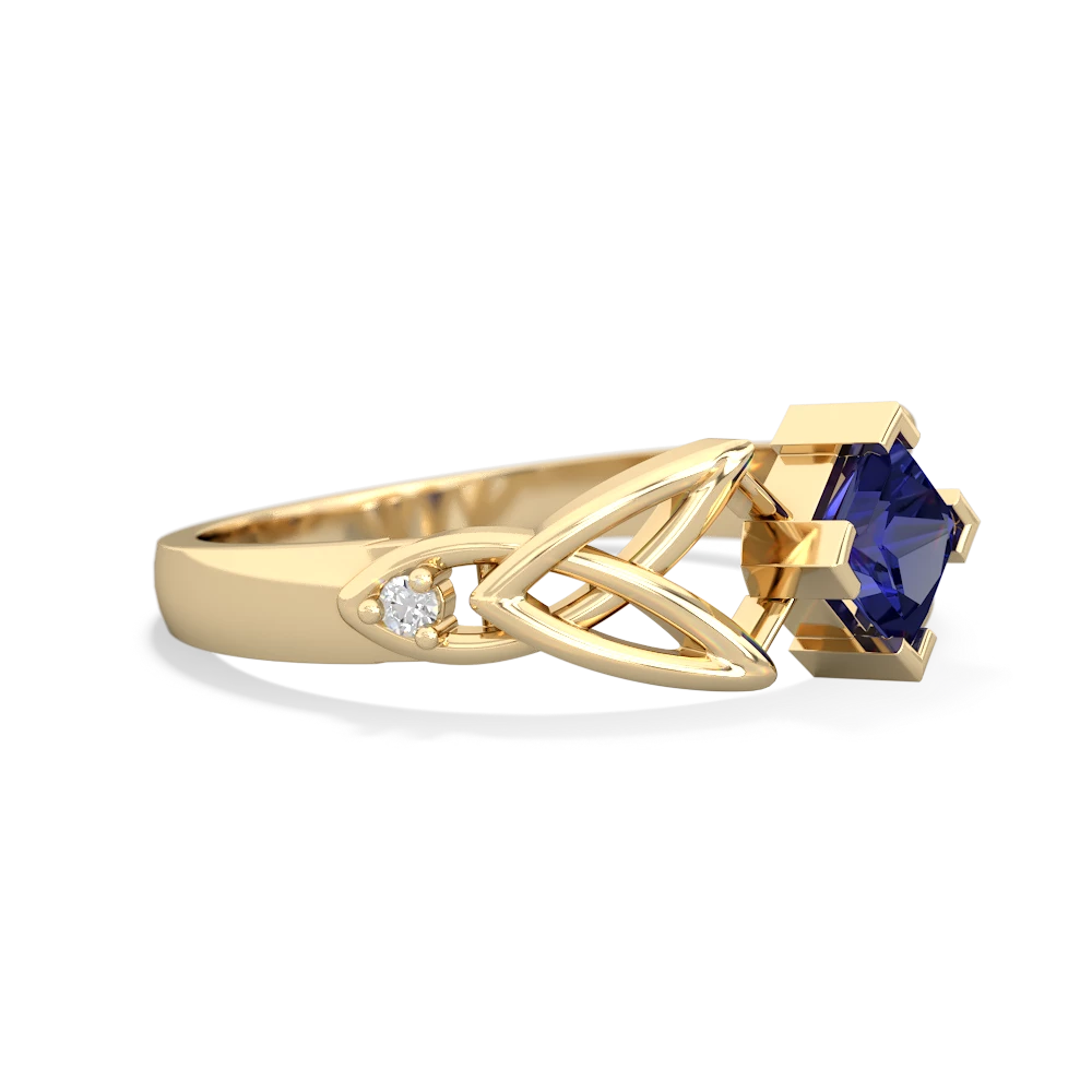 Lab Sapphire Celtic Knot Princess 14K Yellow Gold ring R3349