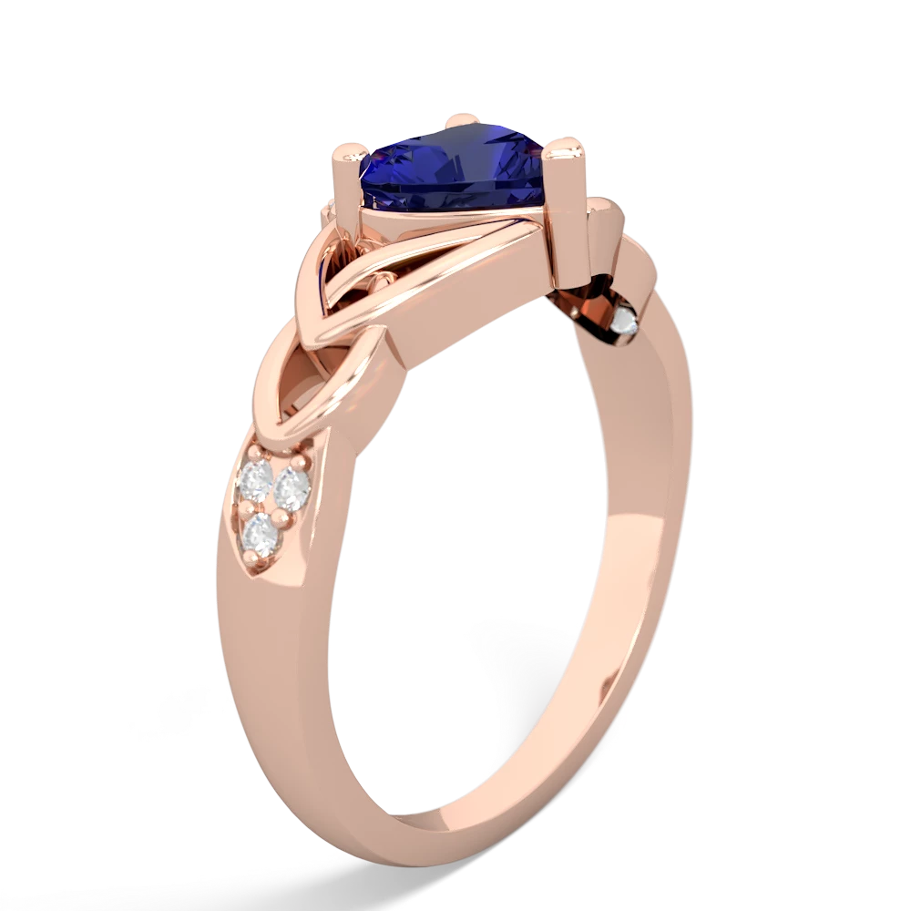 Lab Sapphire Claddagh Celtic Knot Diamond 14K Rose Gold ring R5001