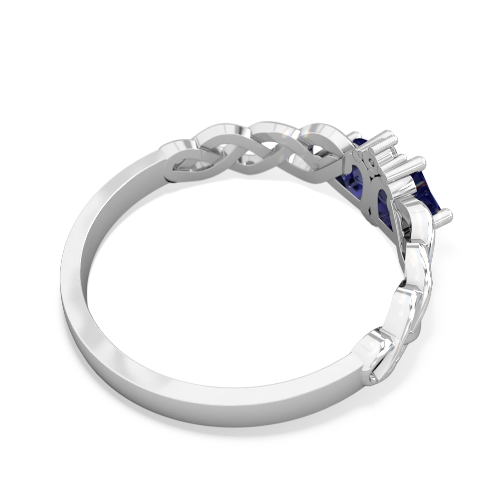 Lab Sapphire Heart To Heart Braid 14K White Gold ring R5870