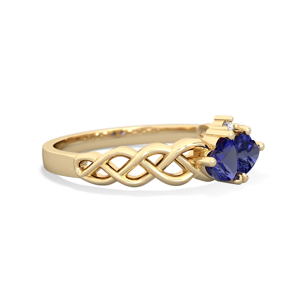 Lab Sapphire Heart To Heart Braid 14K Yellow Gold ring R5870