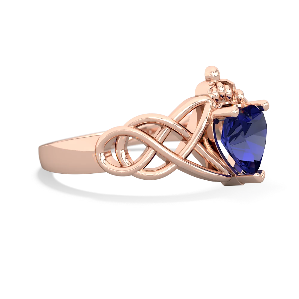 Lab Sapphire Claddagh Celtic Knot 14K Rose Gold ring R2367