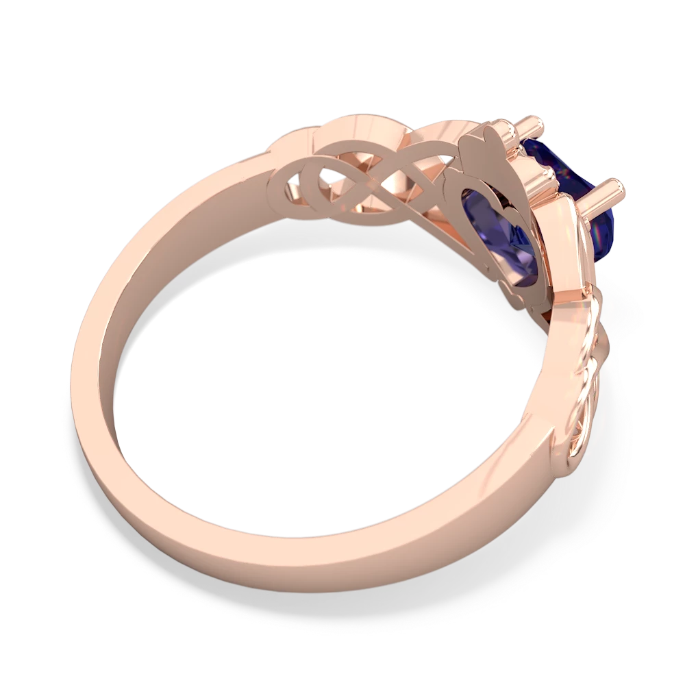 Lab Sapphire Claddagh Celtic Knot 14K Rose Gold ring R2367