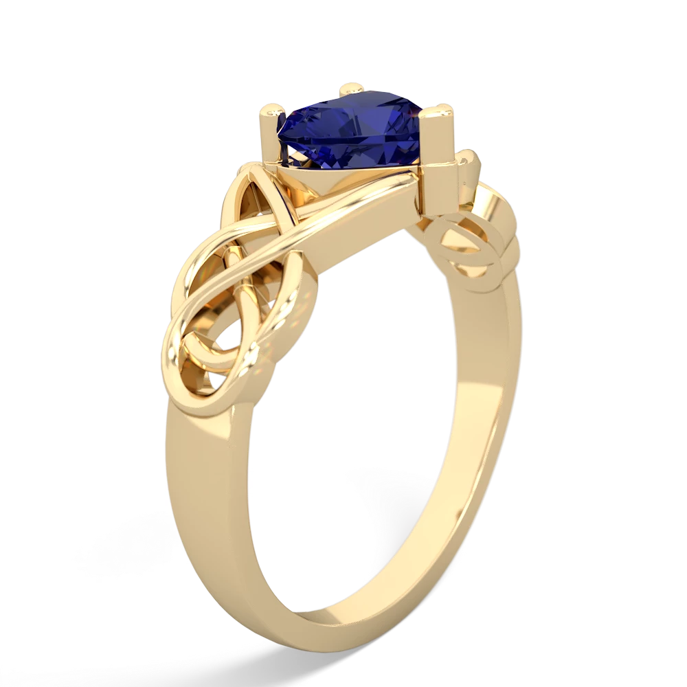 Lab Sapphire Claddagh Celtic Knot 14K Yellow Gold ring R2367