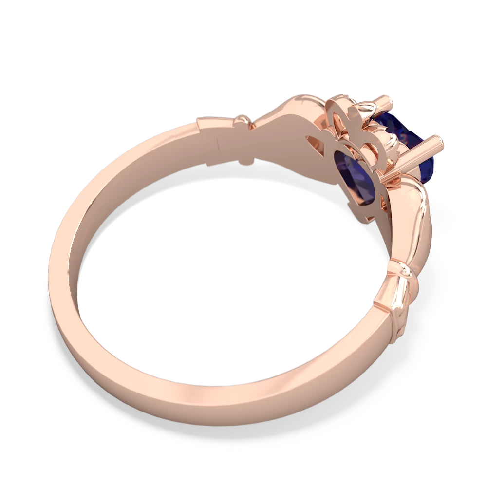 Lab Sapphire Claddagh 14K Rose Gold ring R2370